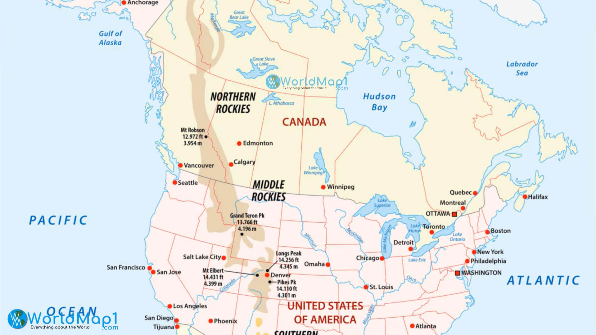 United States and Canada Territorial Map
